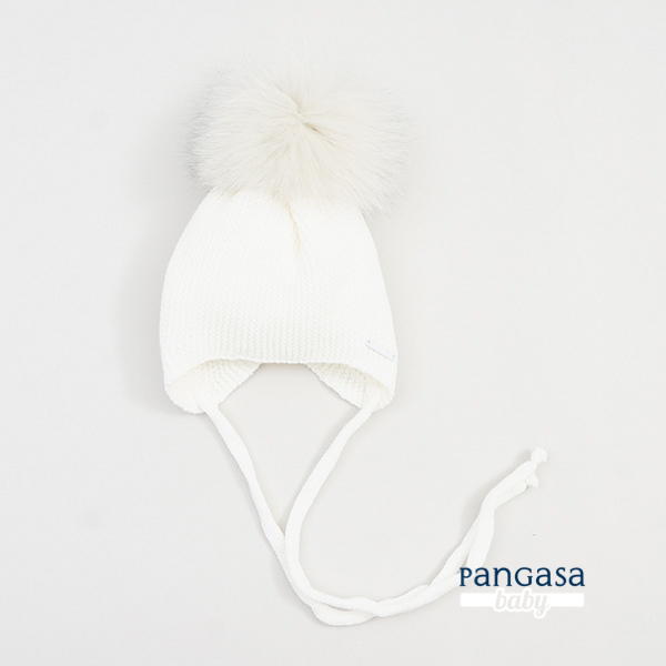 Gorro orejero Pompón Pelo Marfil Pangasa