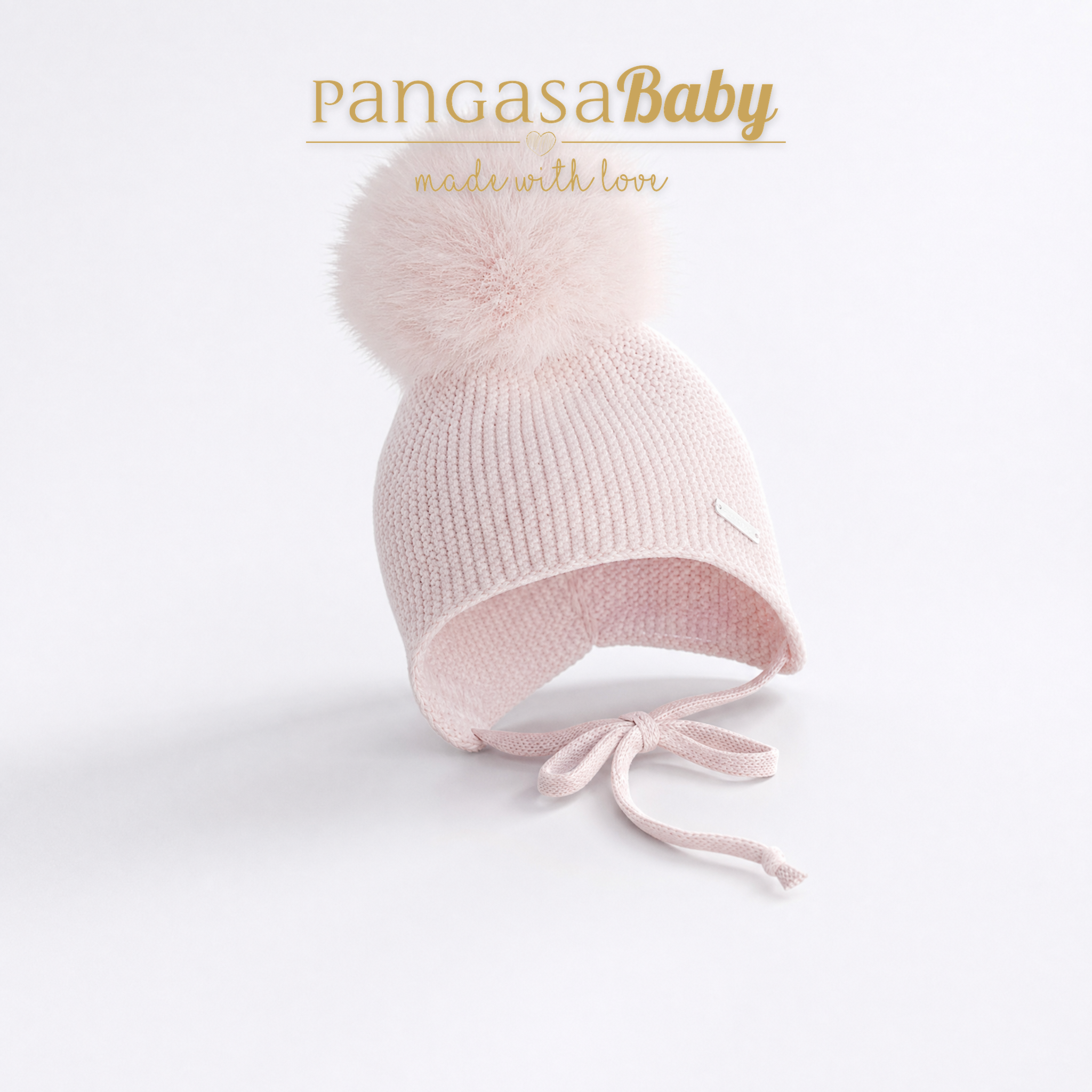 Gorro orejero Pompón Pelo Rosa Empolvado Pangasa