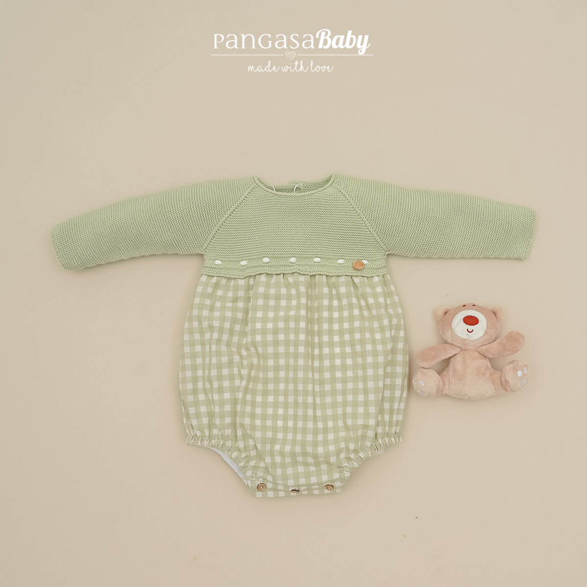 Pelele Verde Hoja Cuadros - Baby Leaves Pangasa