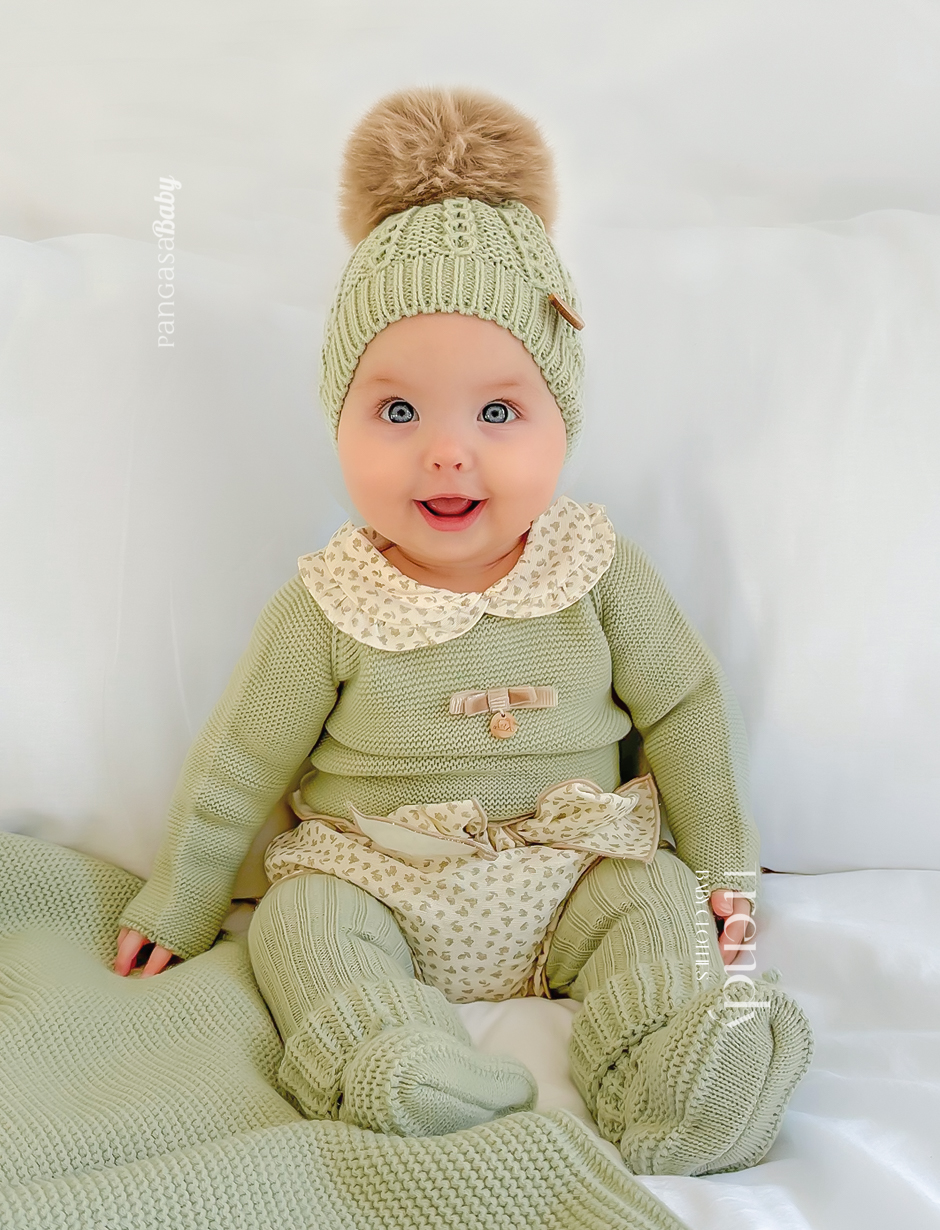 Conjunto Braguitra Verde Hoja Flores - Baby Leaves Pangasa