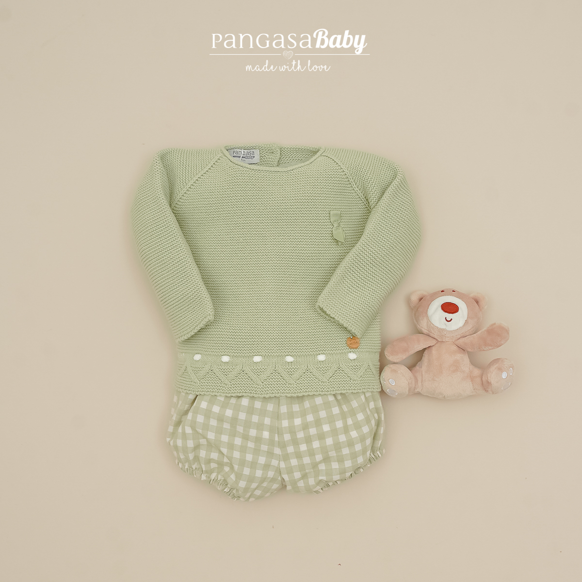 Traje 2 P Verde Hoja Cuadros  - Baby Leaves Pangasa