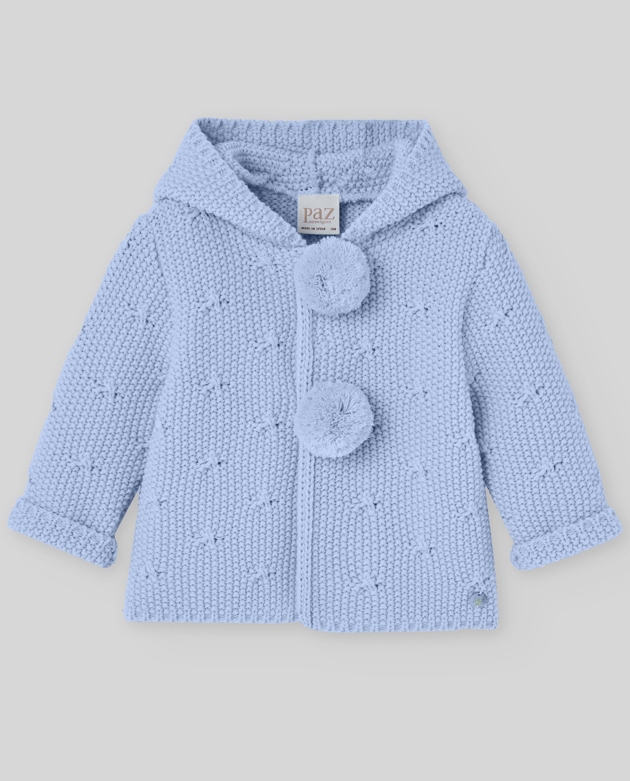 Chaqueton Punto Y Pompones Azul Paz Rodriguez