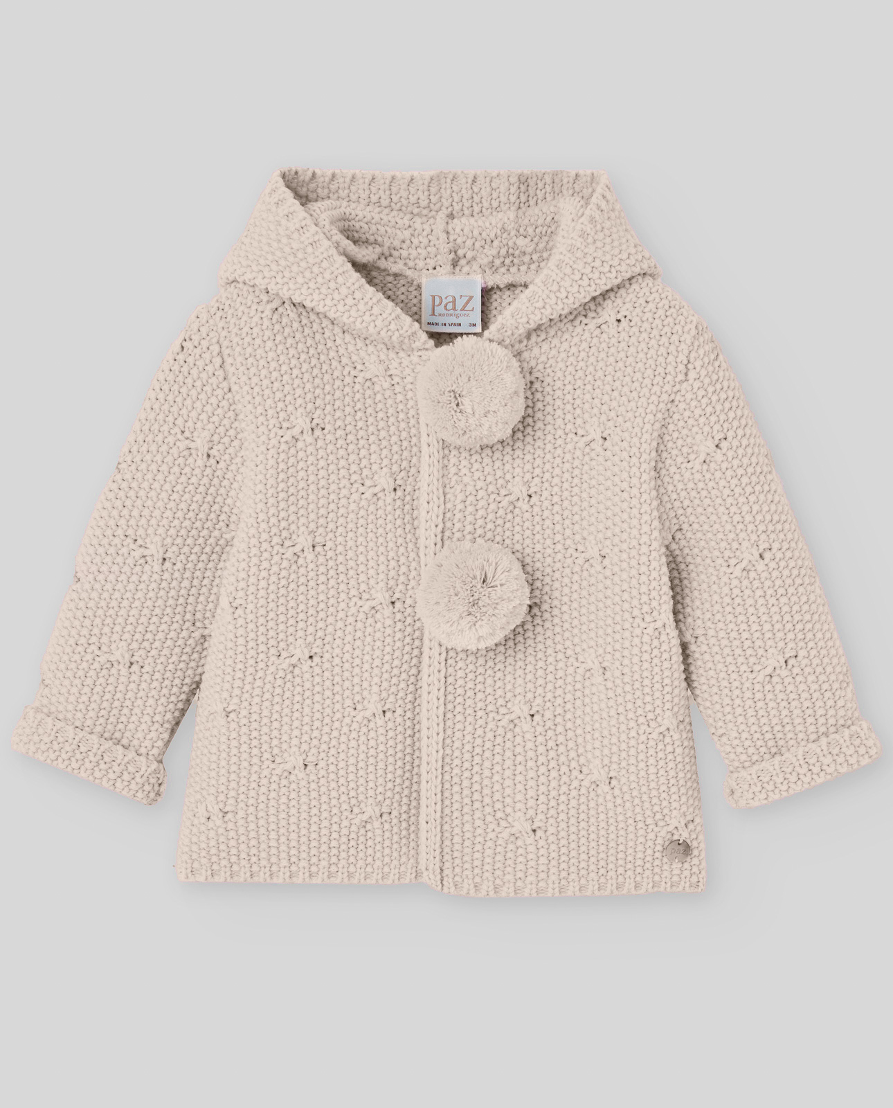 Chaqueton Punto Capucha Y Pompones Paz Rodriguez