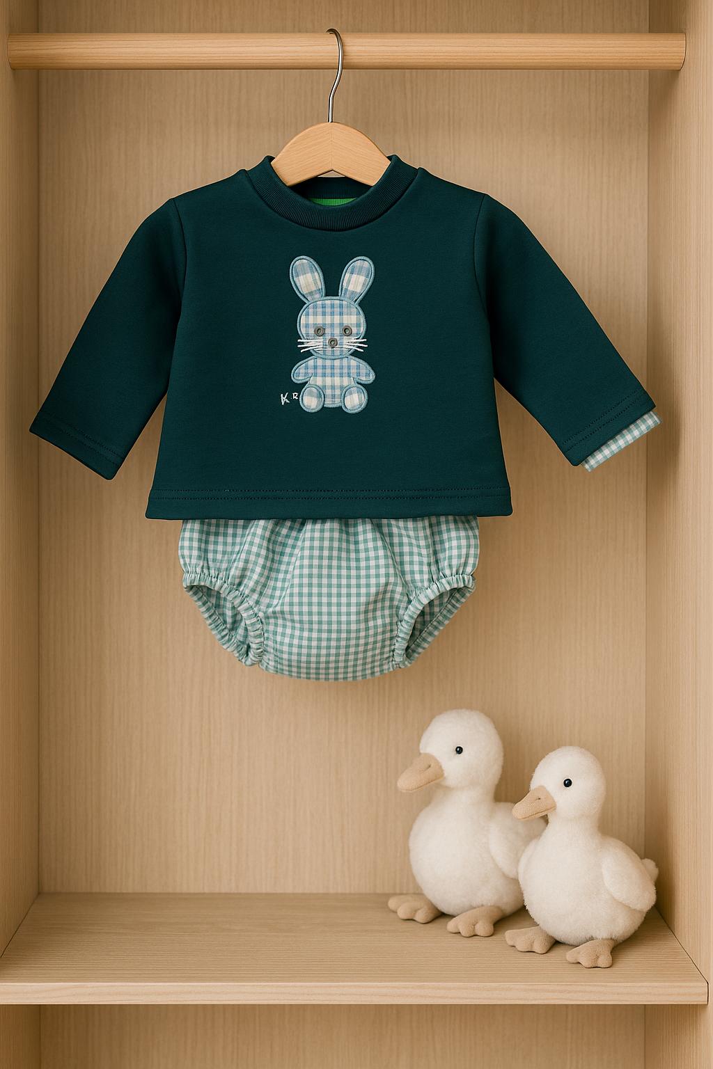 Conjunto Bebe NiÑo Conejito Verde Kiz