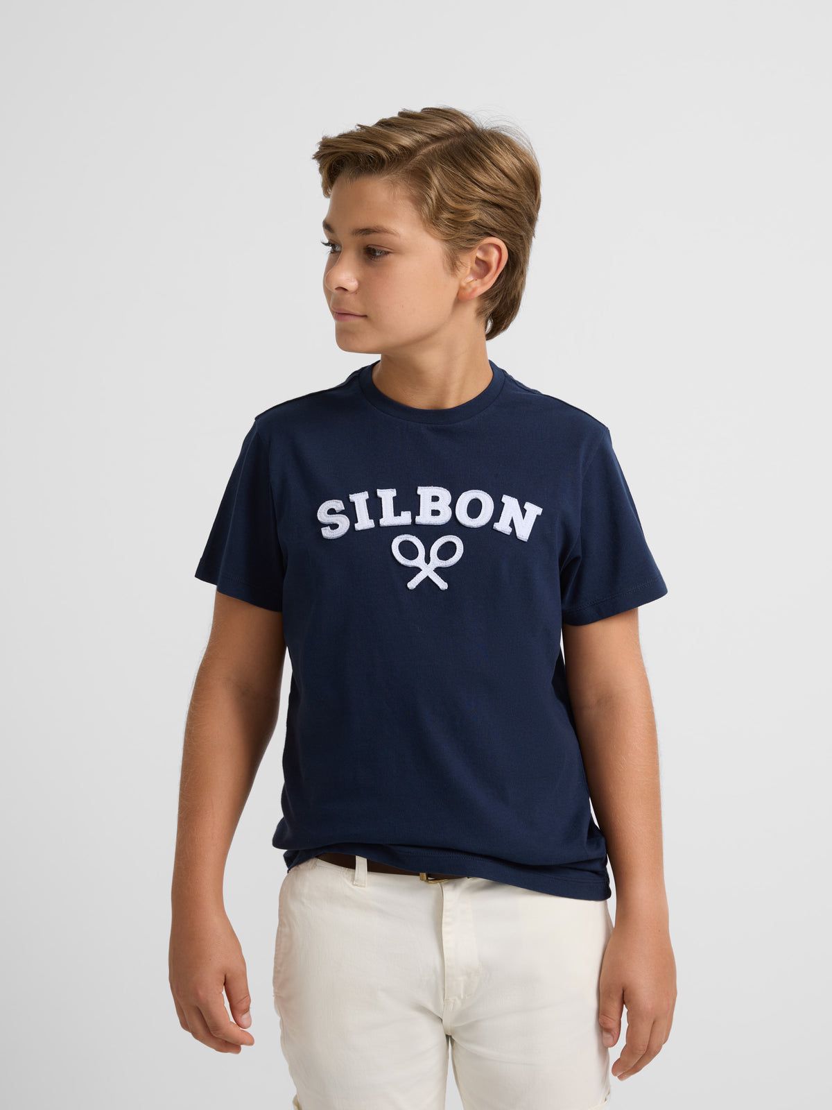 Camiseta Kids Raqueta Marino Silbon
