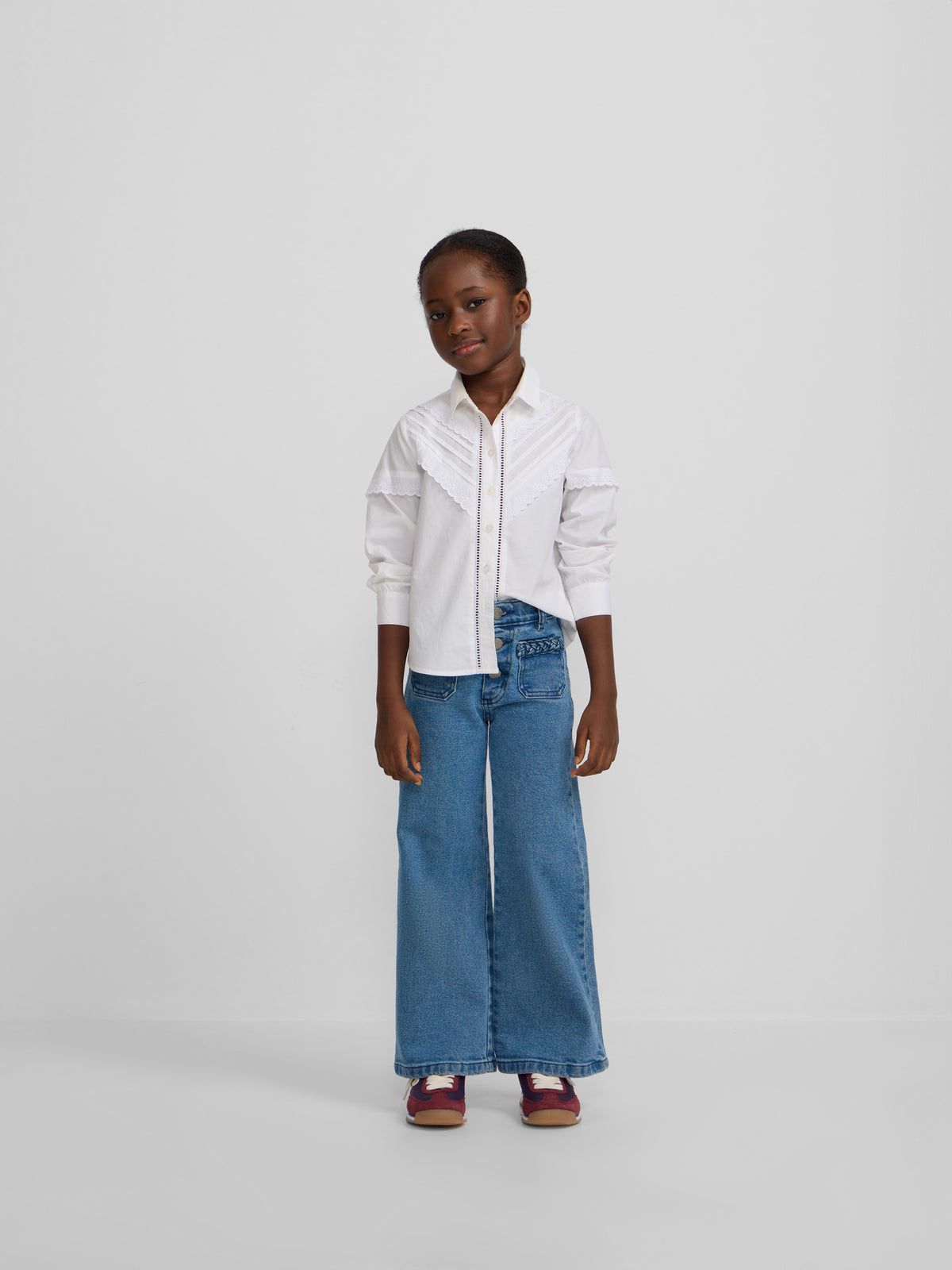 Pantalon NiÑa Bolsillos Trenza Denim Silbon