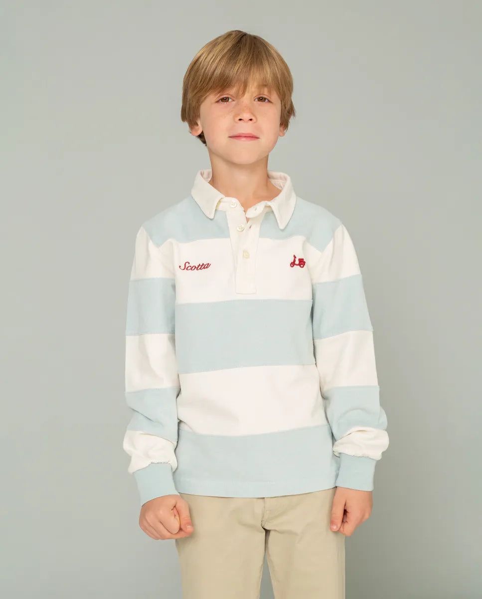 Polo NiÑo Rugby Stripes Celeste Scotta