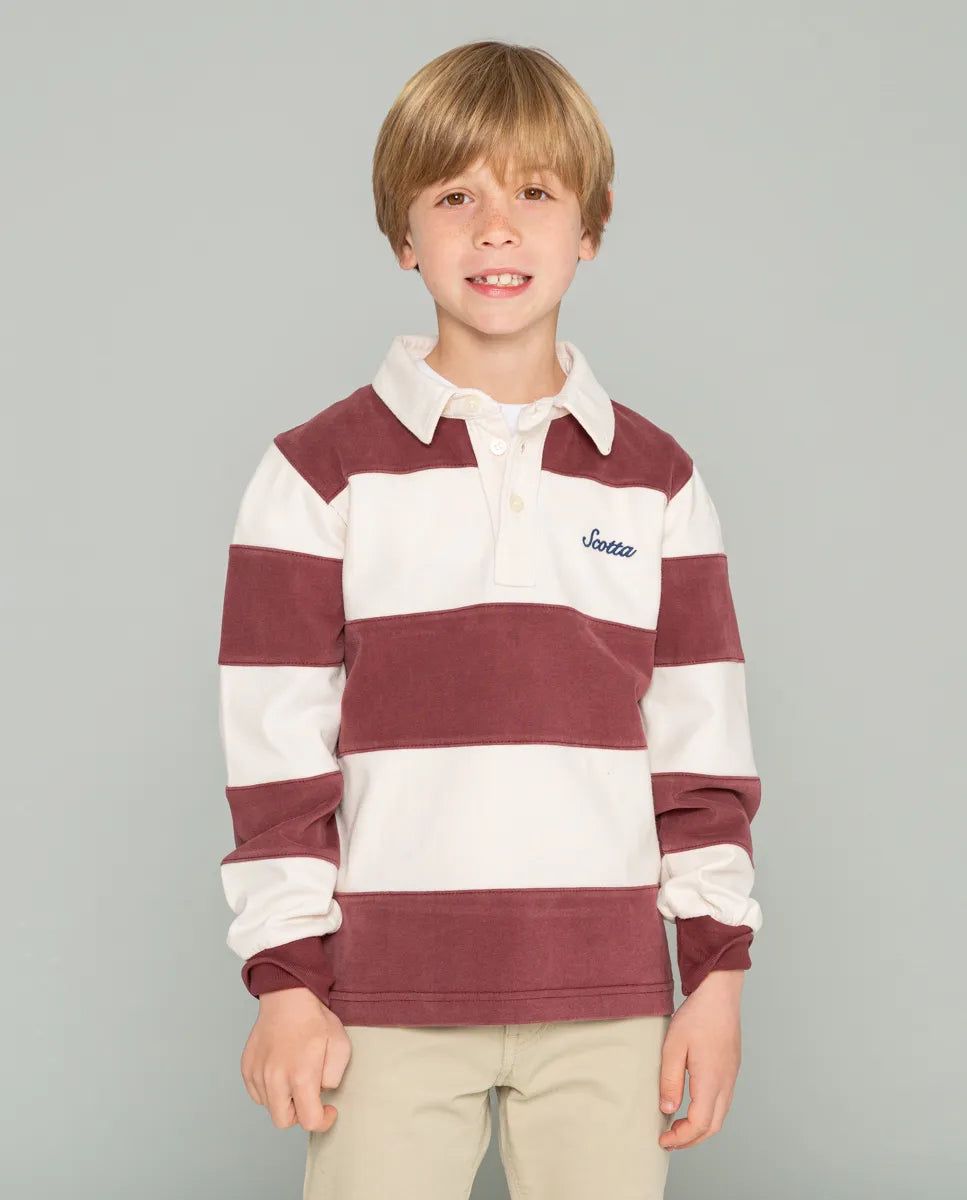 Polo NiÑo Rugby Stripes Moto Burdeos Scotta