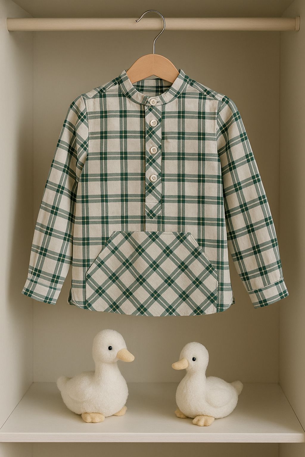 Camisa Cuadros Verde Y Dorado Copo