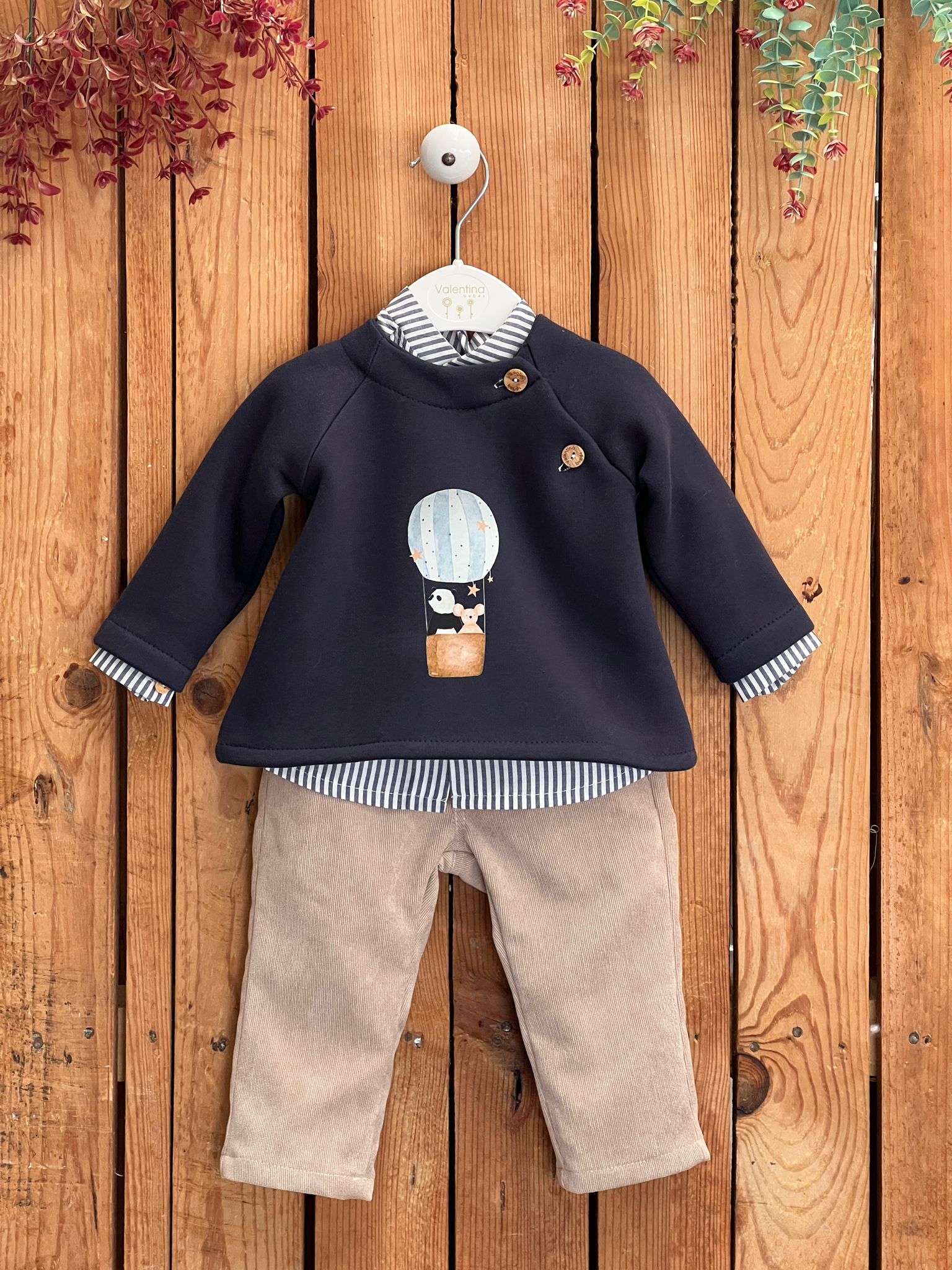 Conjunto Moon Azul Pantalon Largo Valentina Bebes