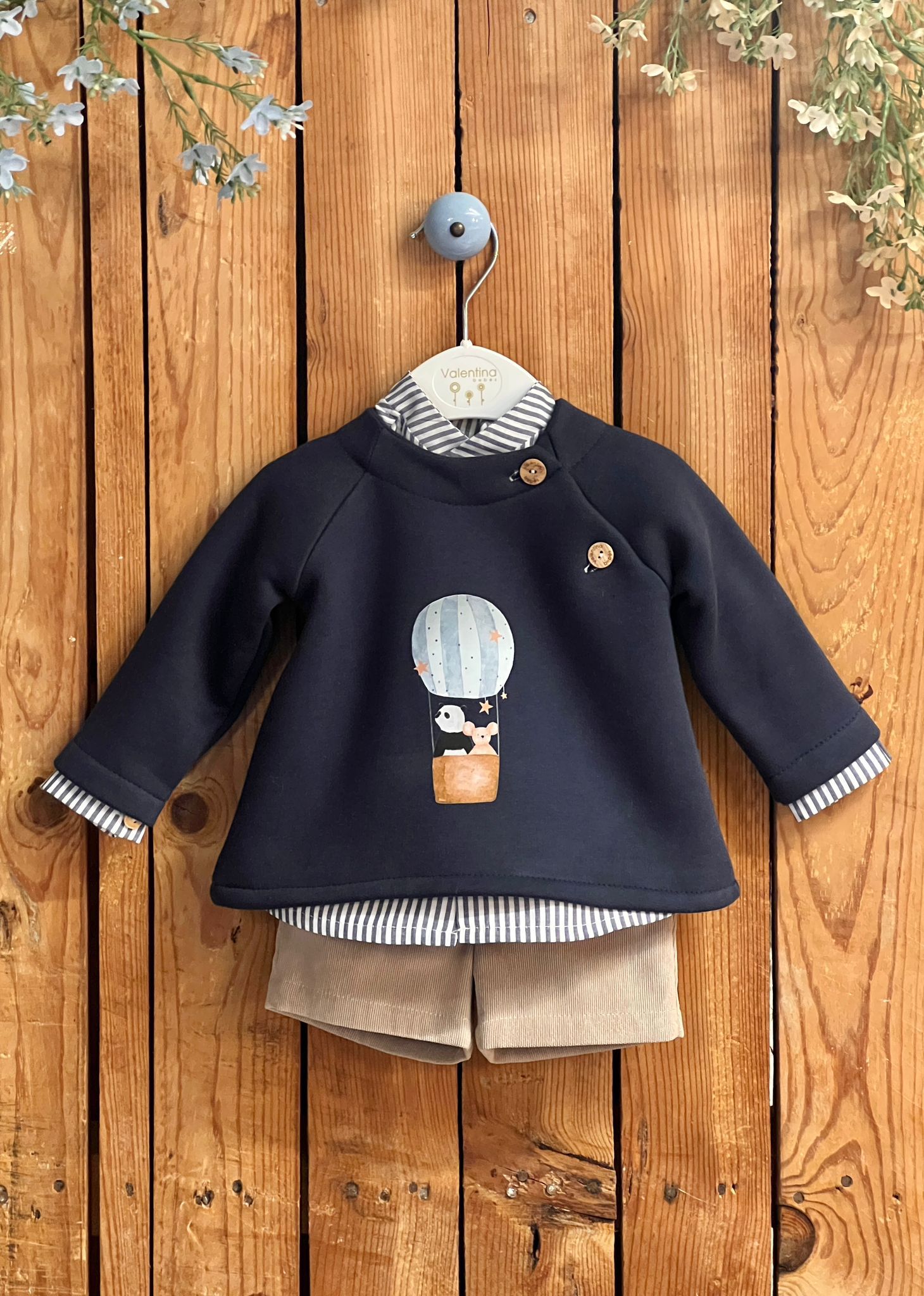 Conjunto Moon Azul Pantalon Corto Valentina Bebes