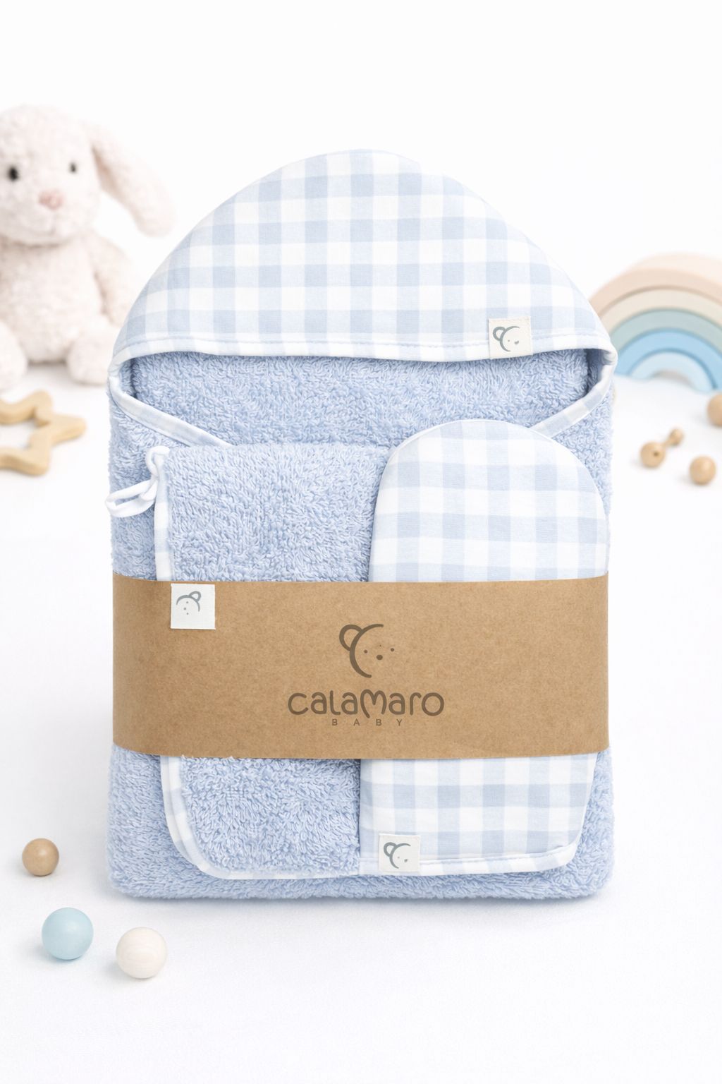 Capa De BaÑo Celeste Y Manopla Calamaro