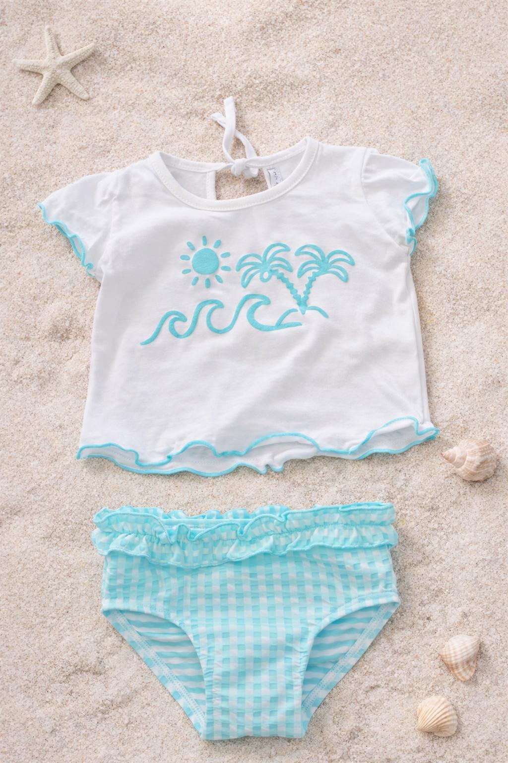 Conjunto BaÑo Vichy Turquesa NiÑa Calamaro