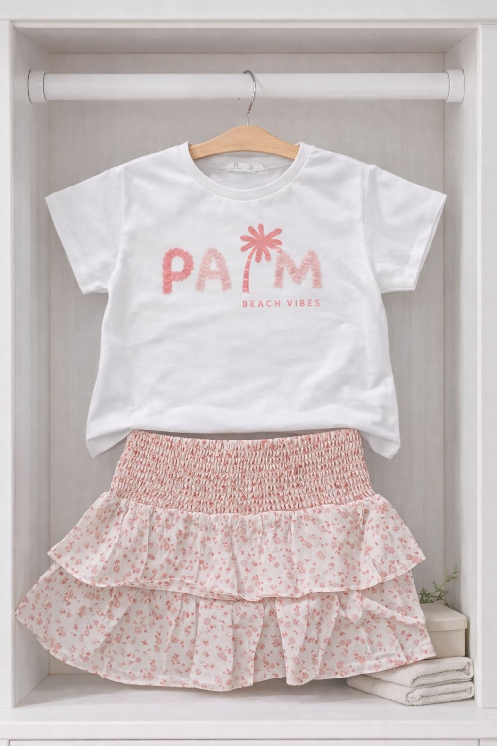 Conjunto Camiseta Y Falda Palmera Rosa Street Monkey