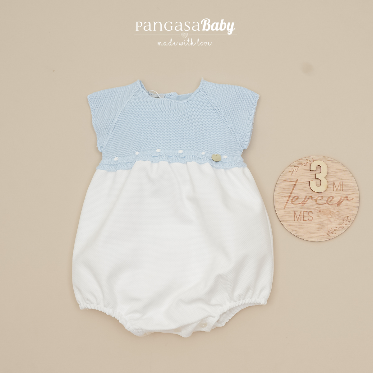 Pelele Pique Celeste Bebe Pangasa