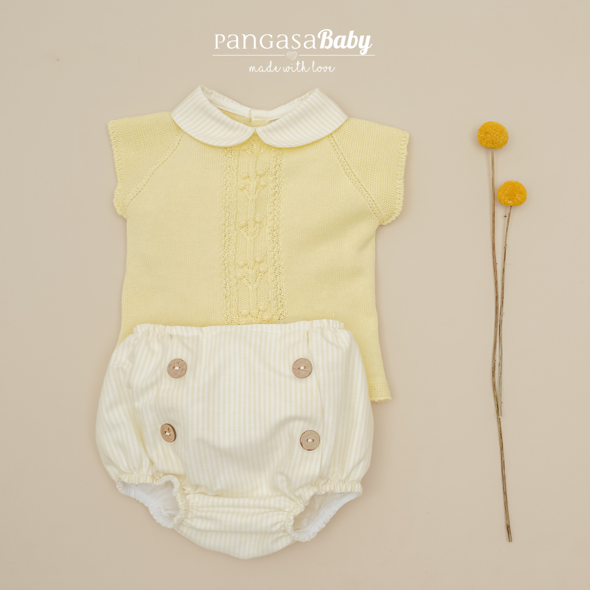 Conjunto Ranita Rayas Amarillo Pangasa
