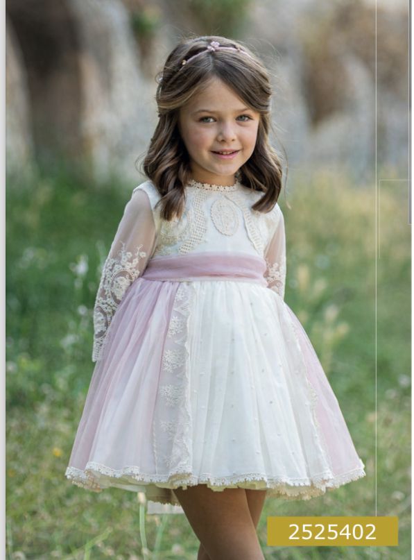 Vestido Ceremonia Encaje Y Tul Rosa Abuela Tata