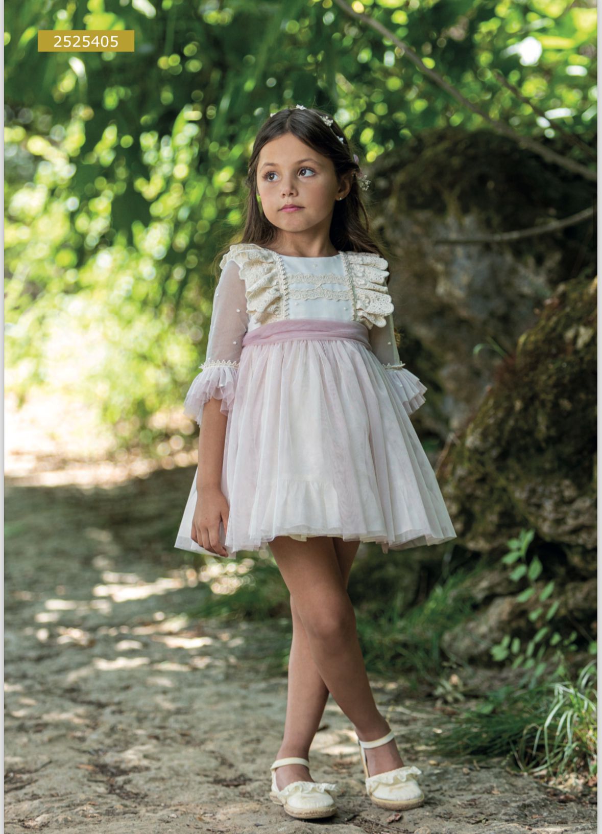 Vestido Ceremonia Manga Tul Rosa Abuela Tata