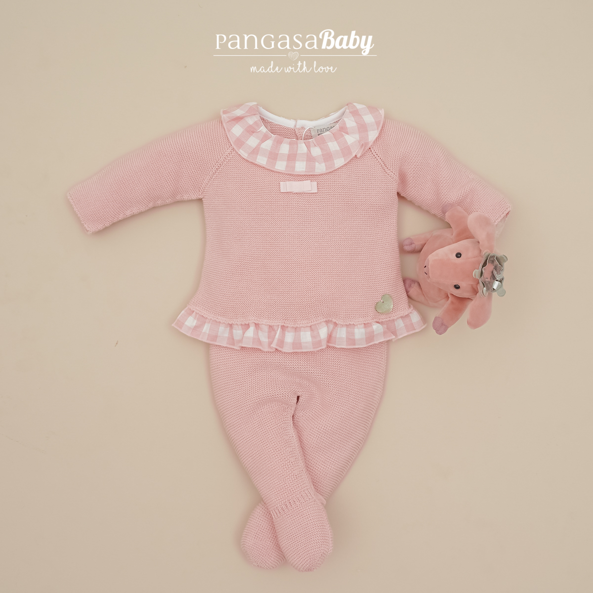 Primeras Puestas Polaina Cuadros Rosa Empolvado Pangasa