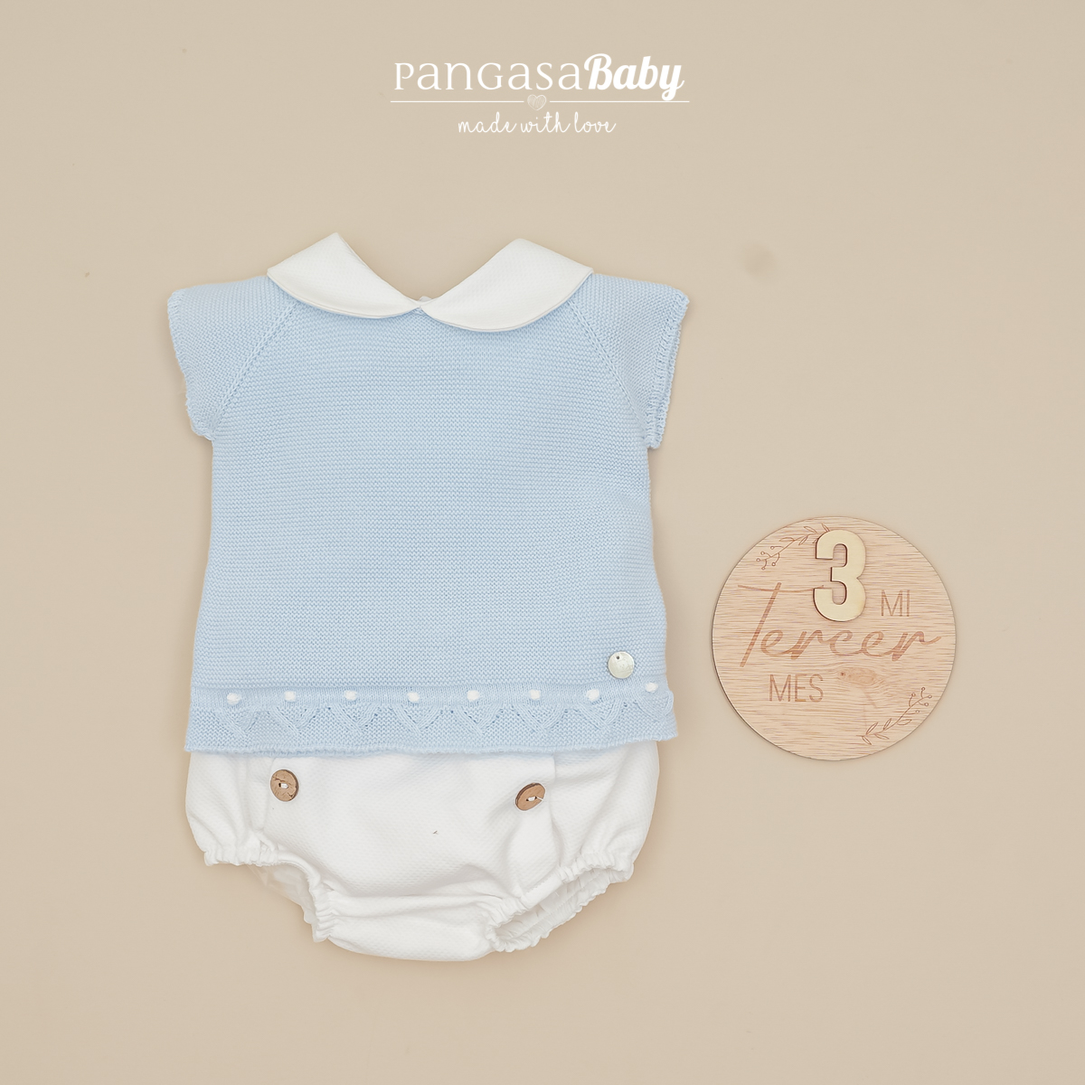 Conjunto Ranita Pique Celete Empolvado Pangasa