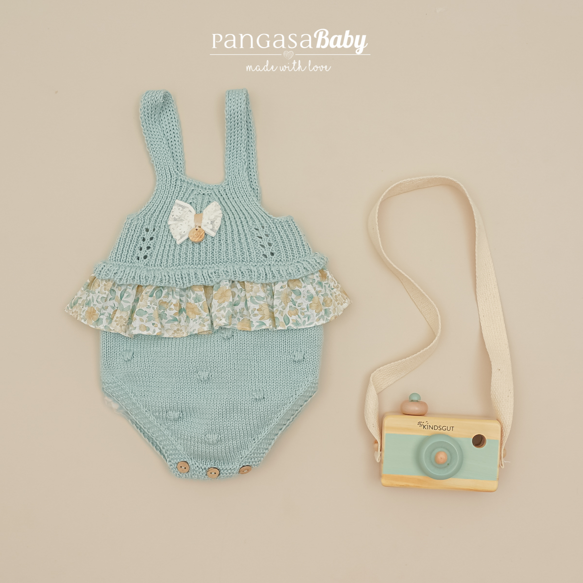 Peto Punto Verde Empolvado Flores Pangasa