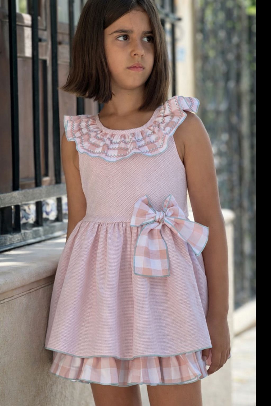 Vestido Cuadrito Vichy Rosa Copo