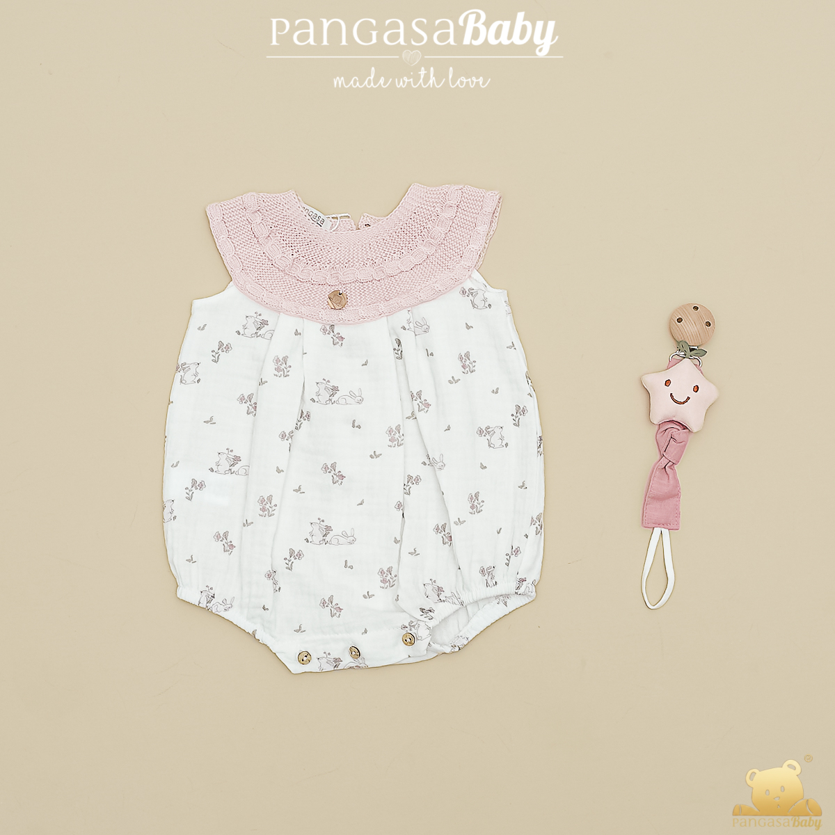 Pelele Moceta Bunny Rosa Empolvado Pangasa