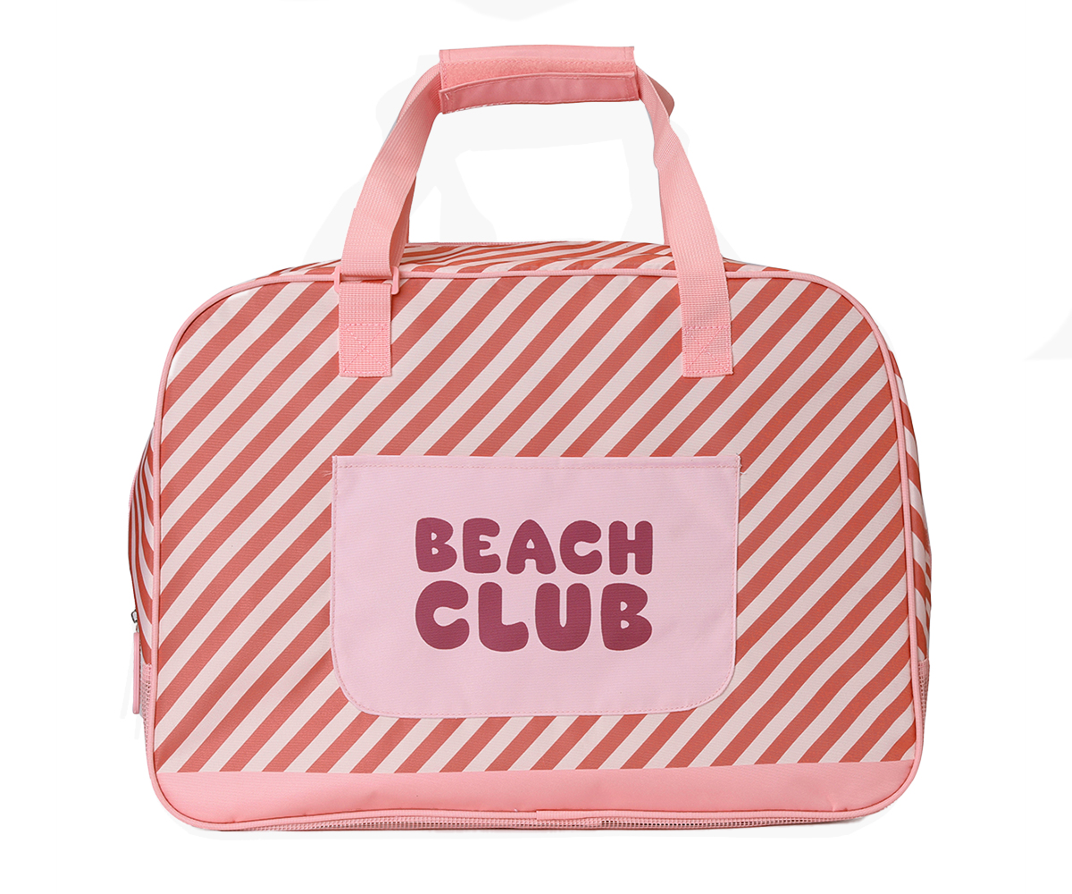 Bolso De Playa Con Rejilla Stripes Bloom Y Blush Tutete