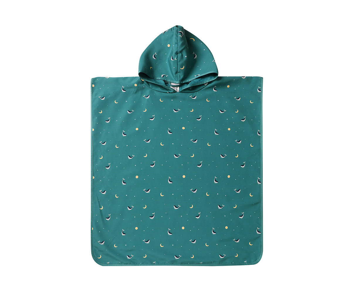 Poncho De Playa Whale Teal Tutete