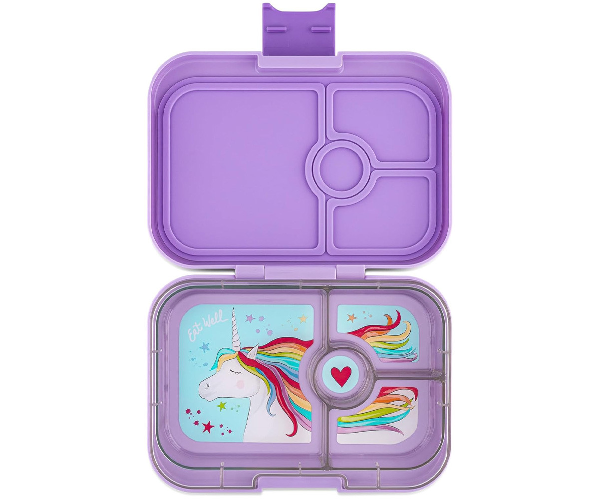 Caja De Almuerzo Panino Lavanda Unicornio 4 Compartimentos Yumbox