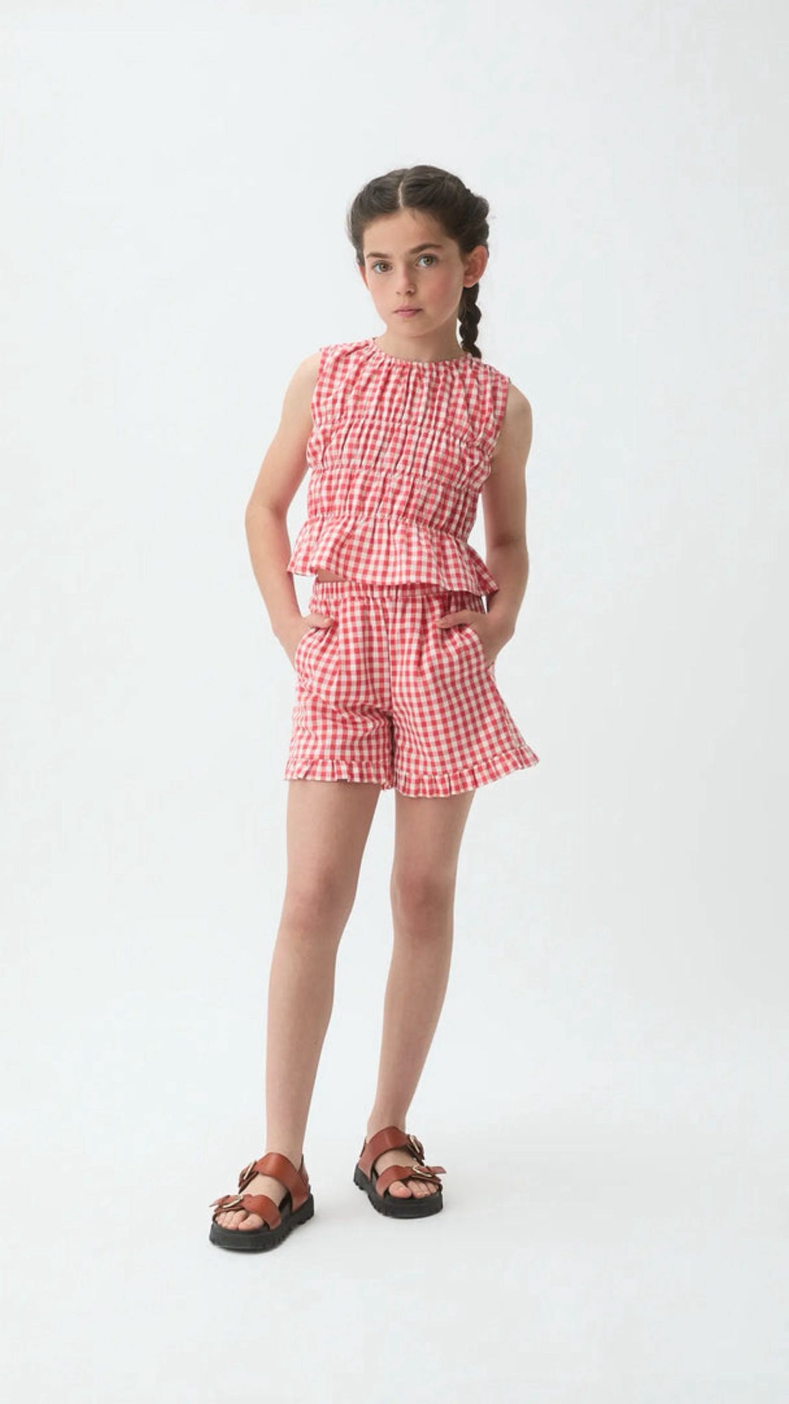 Conjunto Cuadro Vichy Rojo CompaÑia