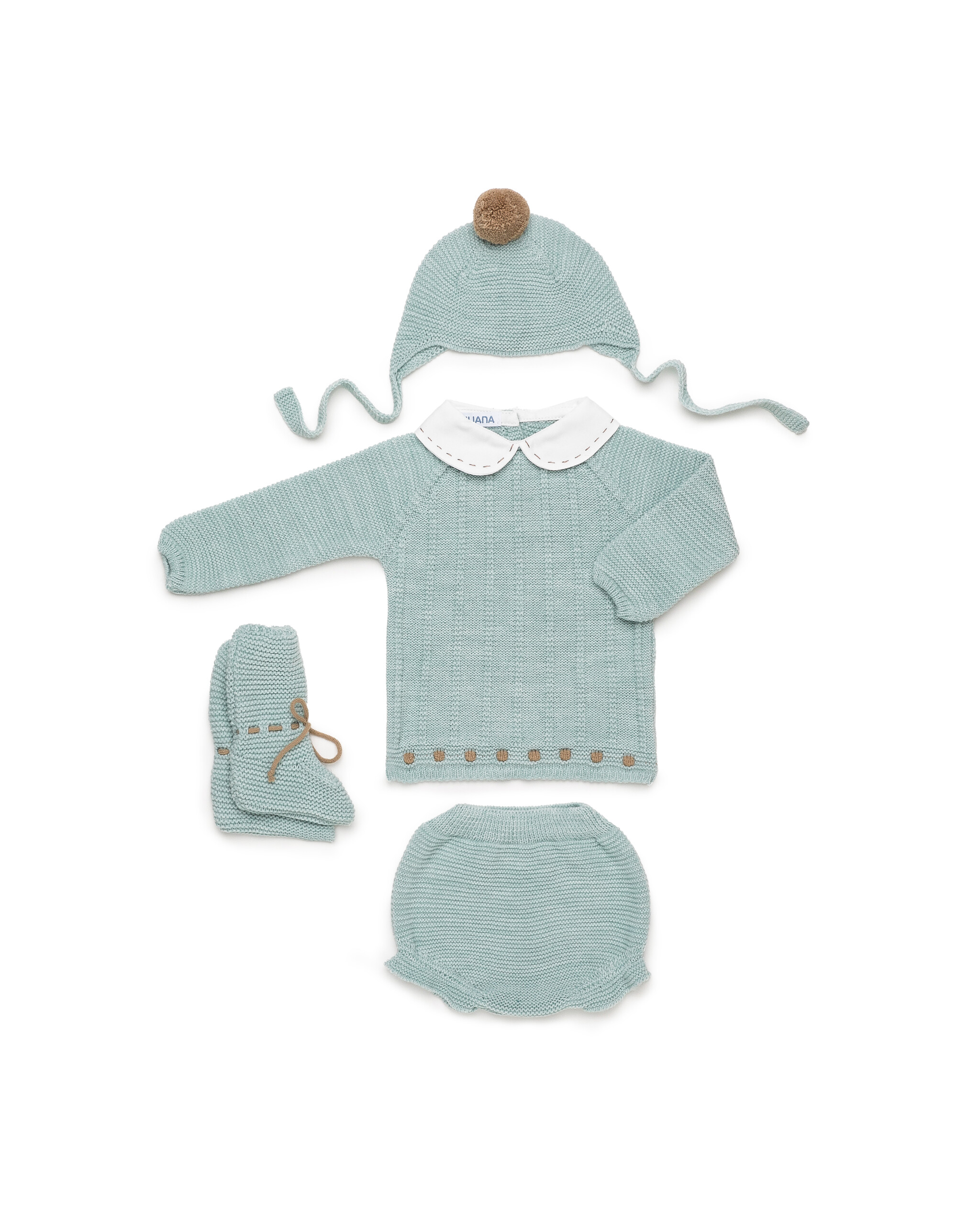 Conjunto Braga, Botas Y Gorro Lines Bodoques Verde Juliana
