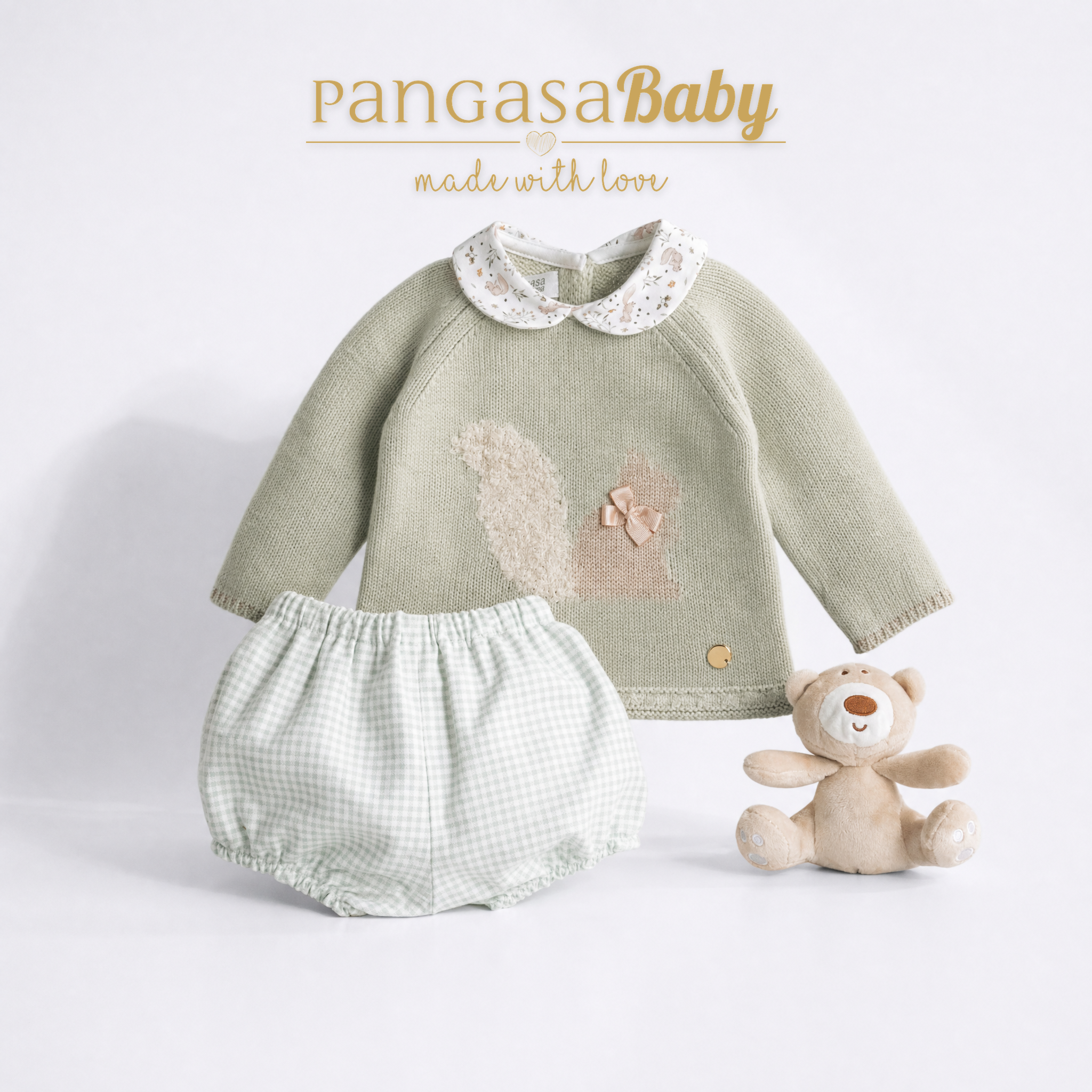 Conjunto Braguita Ardilla Verde Hoja Pangasa
