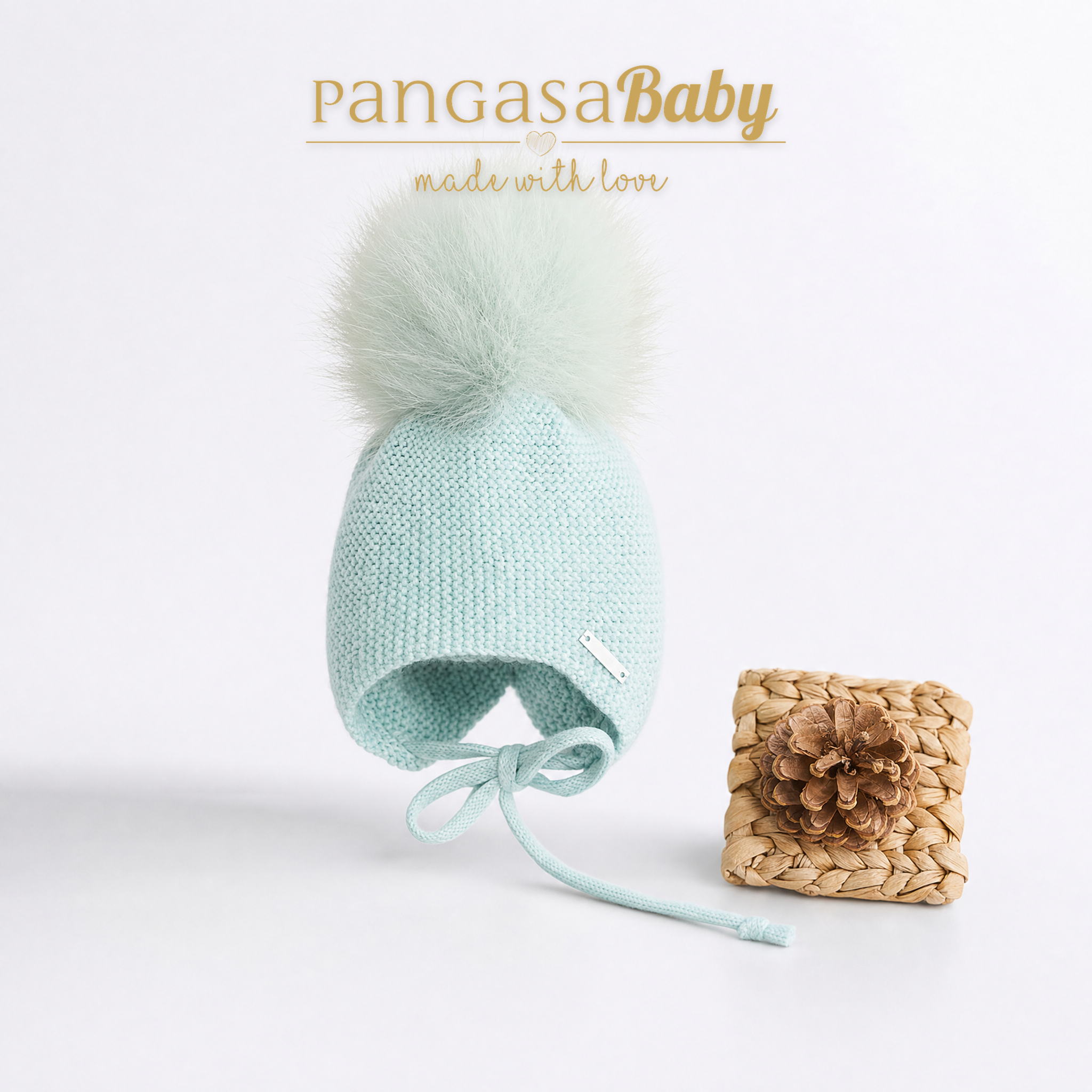Gorro Orejero Verde Mint Pelo Natural Pangasa